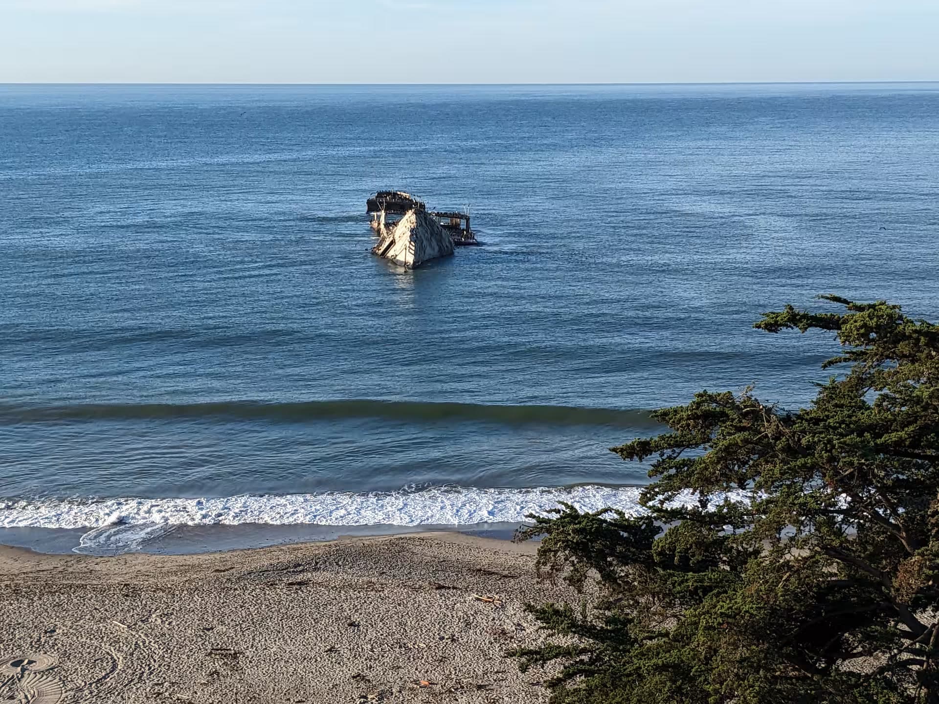Seacliff State Beach and the SS Palo Alto cement ship from the home